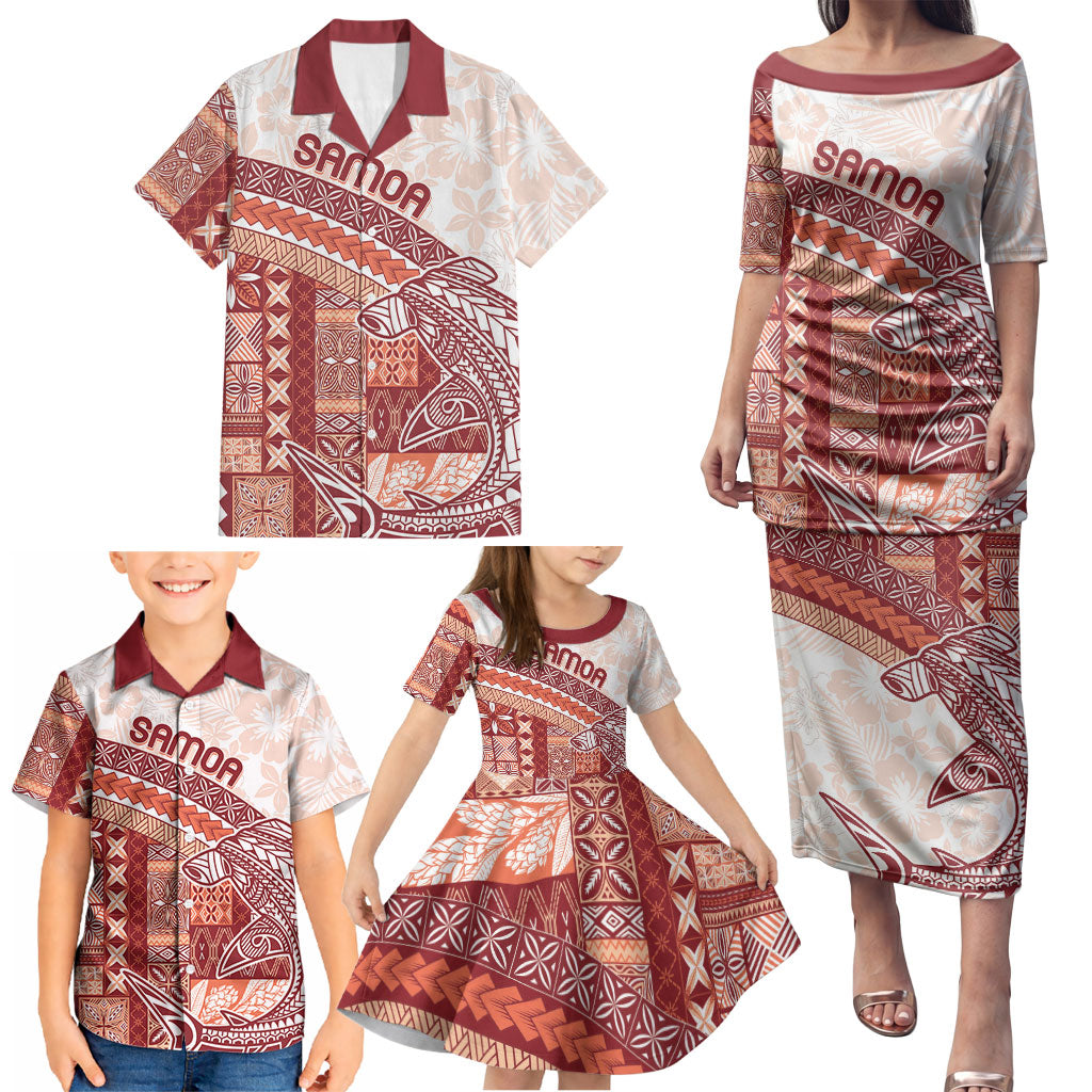 Samoa Mamanu Siapo Crimson Family Matching Puletasi and Hawaiian Shirt Tatau Malie LT7 - Polynesian Pride