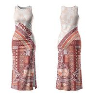 Samoa Mamanu Siapo Crimson Family Matching Tank Maxi Dress and Hawaiian Shirt Tatau Malie LT7 Mom's Dress Red - Polynesian Pride