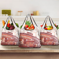 Samoa Mamanu Siapo Crimson Grocery Bag Tatau Malie LT7 3-pack One Size Red - Polynesian Pride