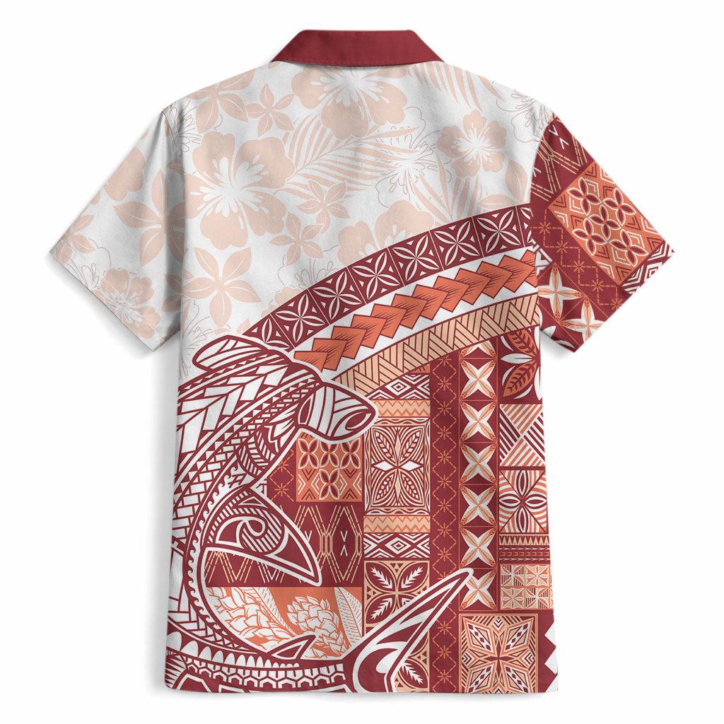 Samoa Mamanu Siapo Crimson Hawaiian Shirt Tatau Malie LT7 - Polynesian Pride