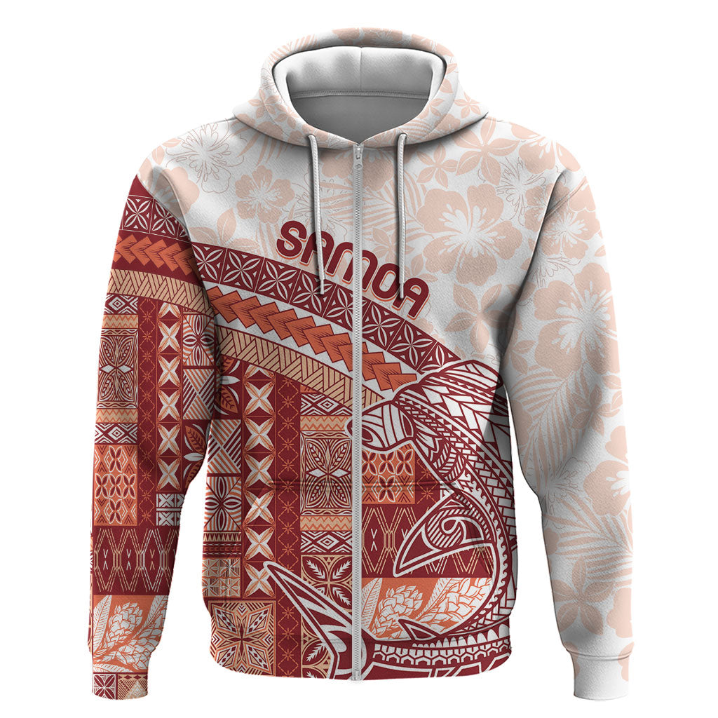 Samoa Mamanu Siapo Crimson Hoodie Tatau Malie LT7 Zip Hoodie Red - Polynesian Pride