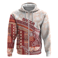 Samoa Mamanu Siapo Crimson Hoodie Tatau Malie LT7 Zip Hoodie Red - Polynesian Pride