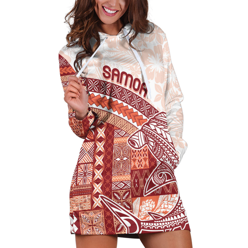 Samoa Mamanu Siapo Crimson Hoodie Dress Tatau Malie LT7 Red - Polynesian Pride