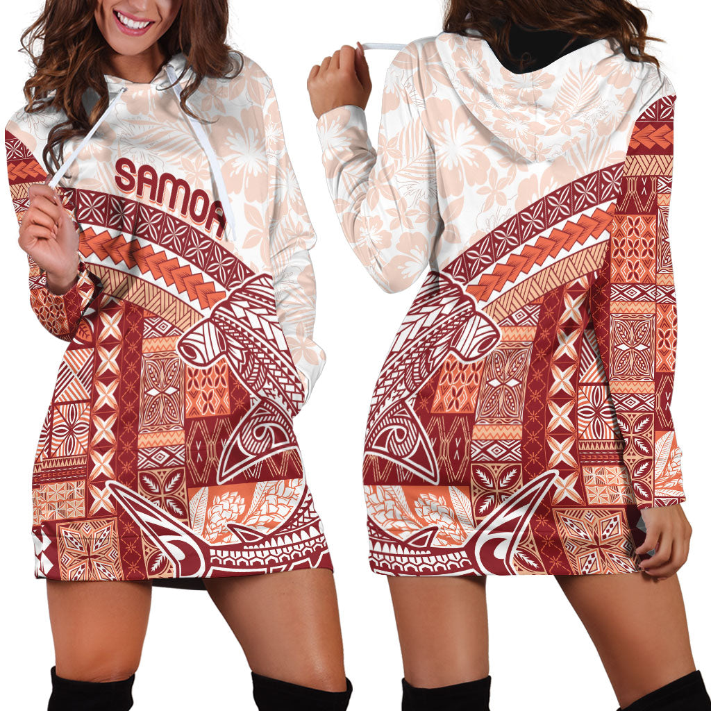 Samoa Mamanu Siapo Crimson Hoodie Dress Tatau Malie LT7 - Polynesian Pride