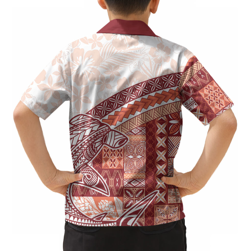 Samoa Mamanu Siapo Crimson Kid Hawaiian Shirt Tatau Malie LT7 - Polynesian Pride
