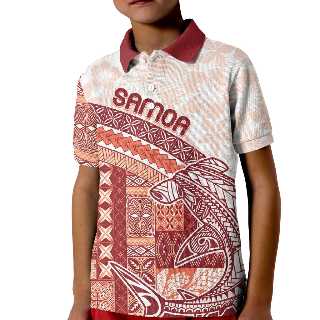 Samoa Mamanu Siapo Crimson Kid Polo Shirt Tatau Malie LT7 Kid Red - Polynesian Pride