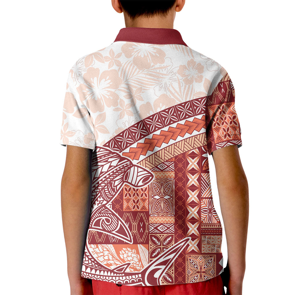 Samoa Mamanu Siapo Crimson Kid Polo Shirt Tatau Malie LT7 - Polynesian Pride