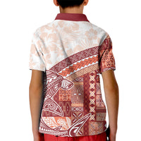 Samoa Mamanu Siapo Crimson Kid Polo Shirt Tatau Malie LT7 - Polynesian Pride