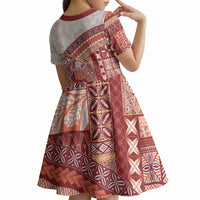 Samoa Mamanu Siapo Crimson Kid Short Sleeve Dress Tatau Malie LT7 - Polynesian Pride