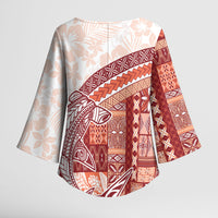 Samoa Mamanu Siapo Crimson Kimono Sleeve Blouse Tatau Malie LT7 - Polynesian Pride