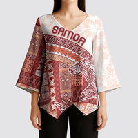 Samoa Mamanu Siapo Crimson Kimono Sleeve Blouse Tatau Malie LT7 - Polynesian Pride