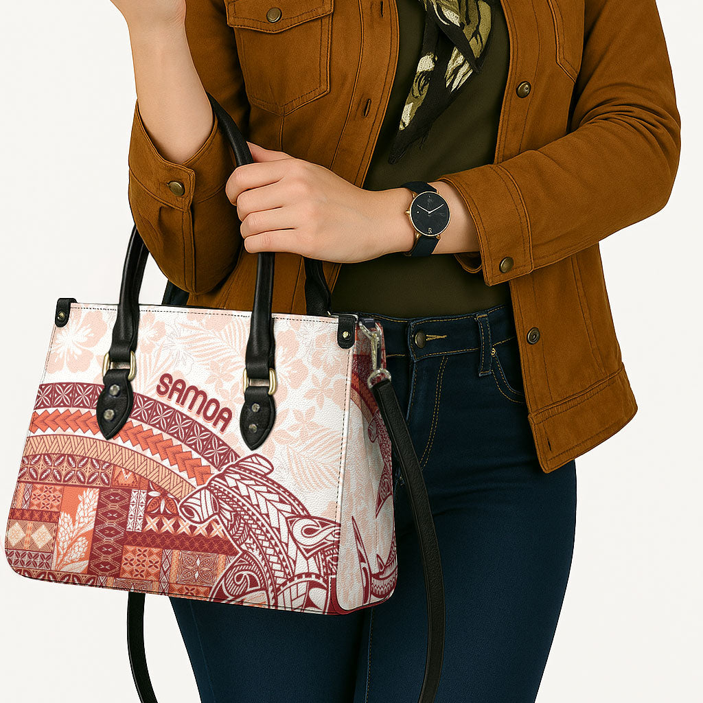 Samoa Mamanu Siapo Crimson Leather Bag Tatau Malie LT7 - Polynesian Pride