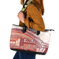 Samoa Mamanu Siapo Crimson Leather Tote Bag Tatau Malie LT7 Red - Polynesian Pride
