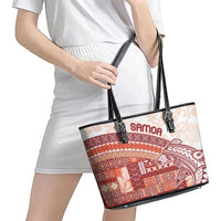 Samoa Mamanu Siapo Crimson Leather Tote Bag Tatau Malie LT7 - Polynesian Pride