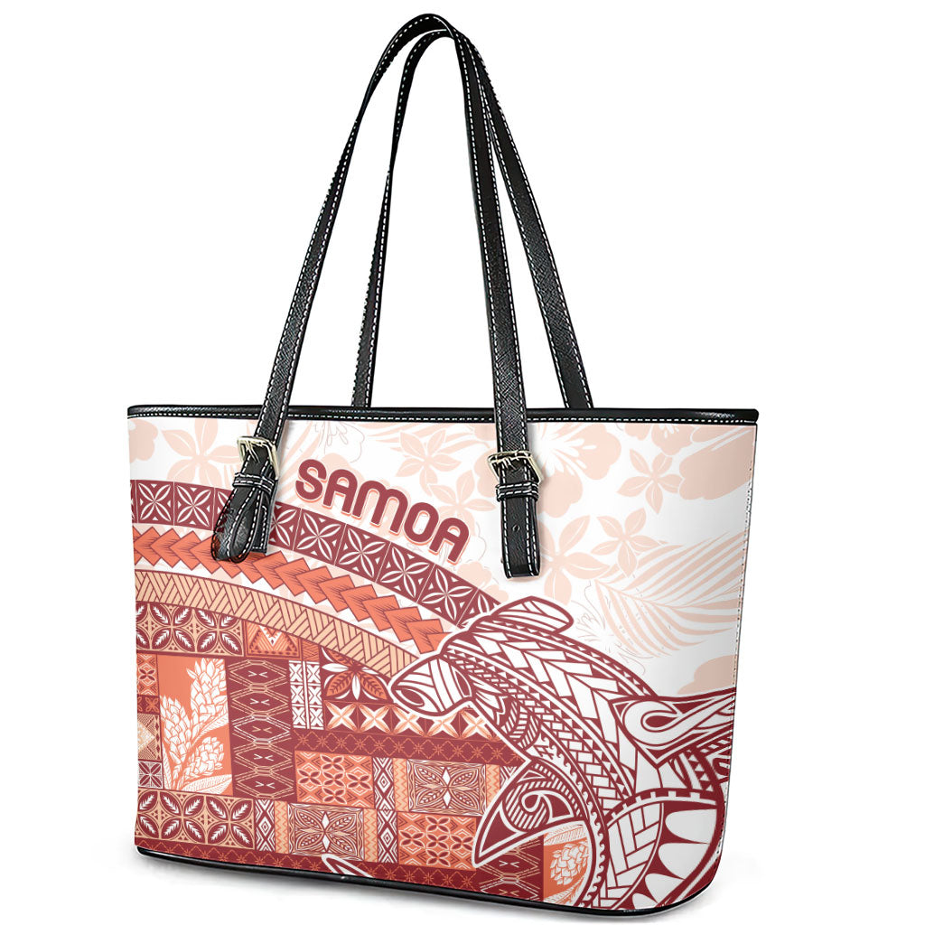 Samoa Mamanu Siapo Crimson Leather Tote Bag Tatau Malie LT7 - Polynesian Pride