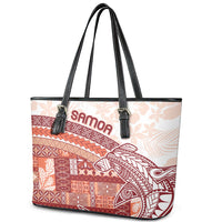 Samoa Mamanu Siapo Crimson Leather Tote Bag Tatau Malie LT7 - Polynesian Pride
