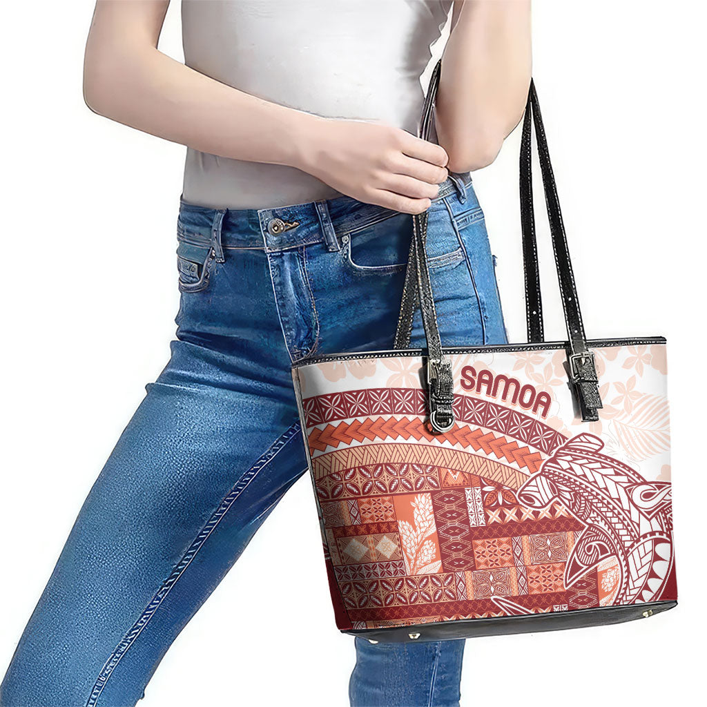 Samoa Mamanu Siapo Crimson Leather Tote Bag Tatau Malie LT7 - Polynesian Pride