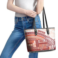Samoa Mamanu Siapo Crimson Leather Tote Bag Tatau Malie LT7 - Polynesian Pride