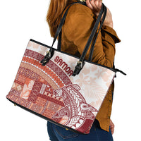 Samoa Mamanu Siapo Crimson Leather Tote Bag Tatau Malie LT7 - Polynesian Pride