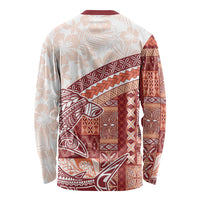 Samoa Mamanu Siapo Crimson Long Sleeve Shirt Tatau Malie LT7 - Polynesian Pride