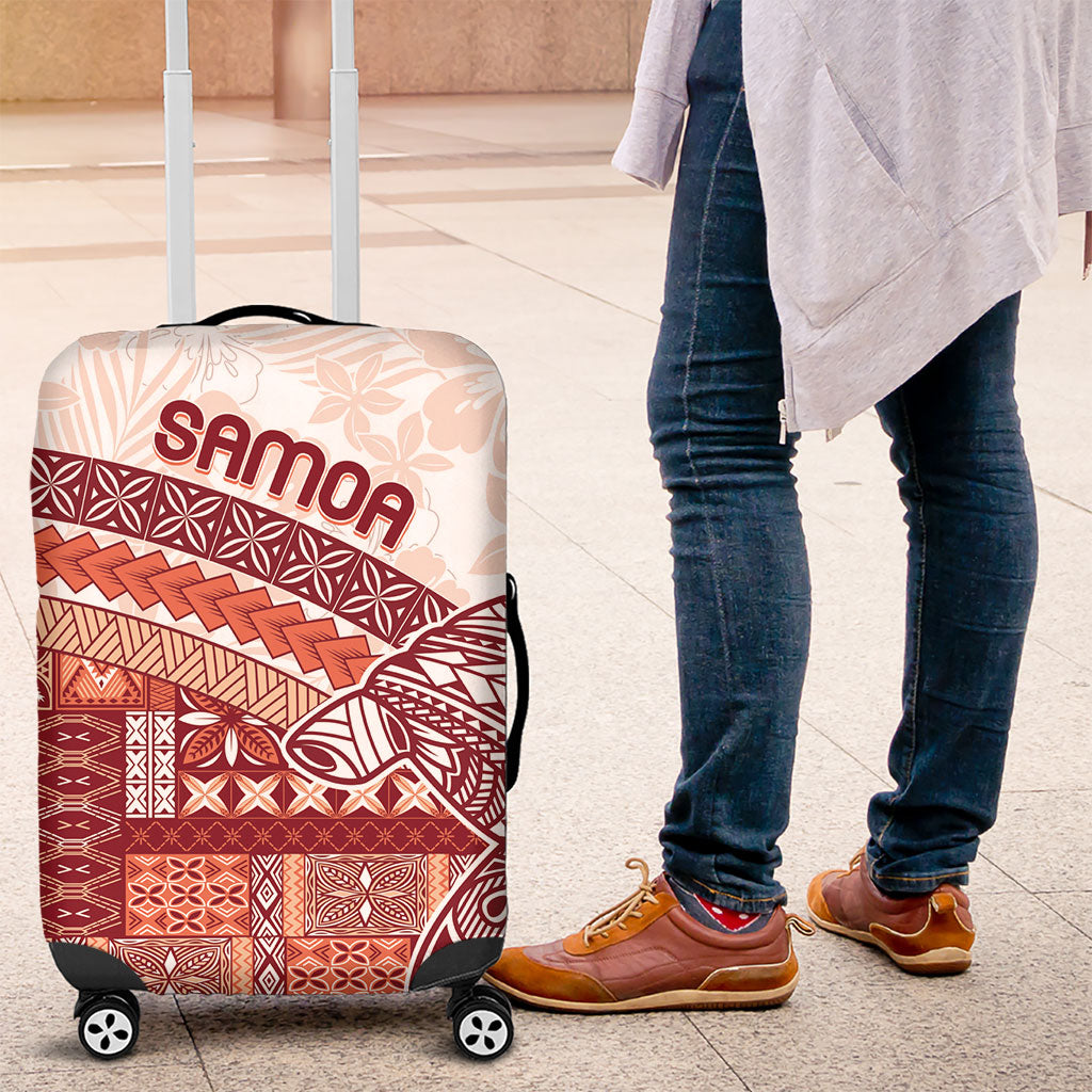 Samoa Mamanu Siapo Crimson Luggage Cover Tatau Malie LT7 Red - Polynesian Pride