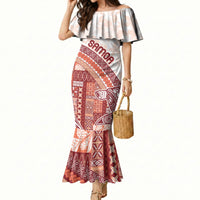Samoa Mamanu Siapo Crimson Mermaid Dress Tatau Malie LT7 Women Red - Polynesian Pride