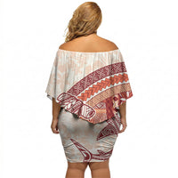 Samoa Mamanu Siapo Crimson Off Shoulder Short Dress Tatau Malie LT7 - Polynesian Pride