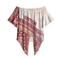 Samoa Mamanu Siapo Crimson Off Shoulder Wrap Waist Top Tatau Malie LT7 Red - Polynesian Pride