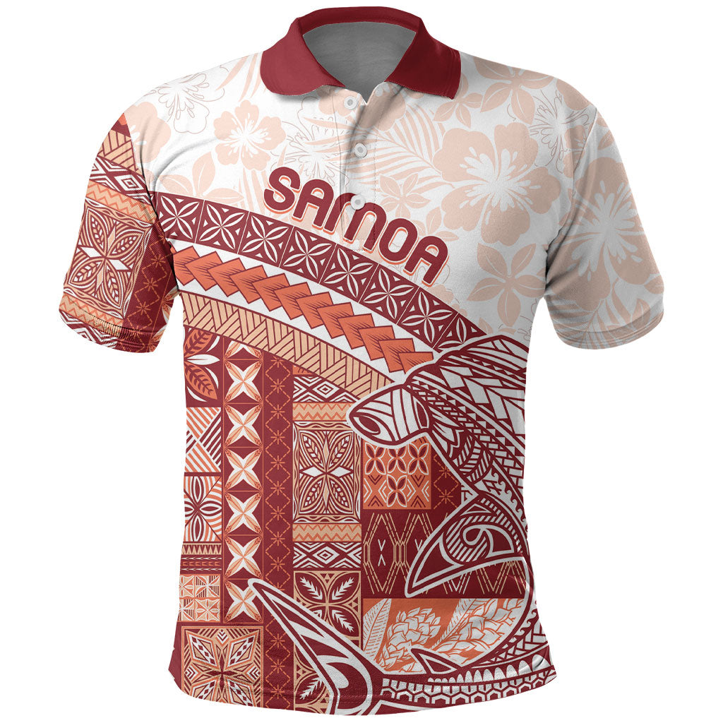 Samoa Mamanu Siapo Crimson Polo Shirt Tatau Malie LT7 Red - Polynesian Pride