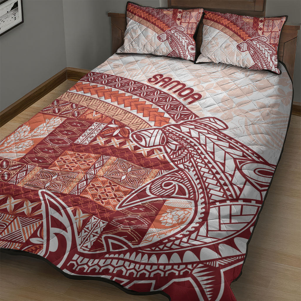 Samoa Mamanu Siapo Crimson Quilt Bed Set Tatau Malie LT7 - Polynesian Pride