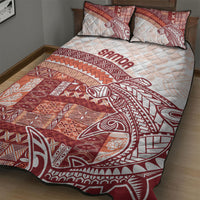 Samoa Mamanu Siapo Crimson Quilt Bed Set Tatau Malie LT7 - Polynesian Pride