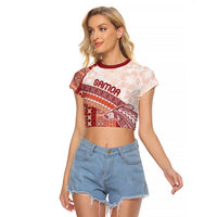 Samoa Mamanu Siapo Crimson Raglan Cropped T Shirt Tatau Malie LT7 Female Red - Polynesian Pride
