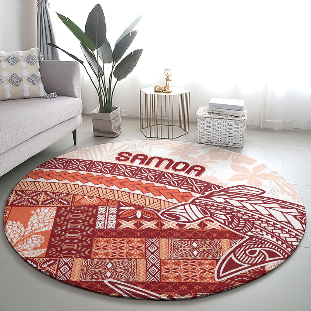 Samoa Mamanu Siapo Crimson Round Carpet Tatau Malie LT7 - Polynesian Pride