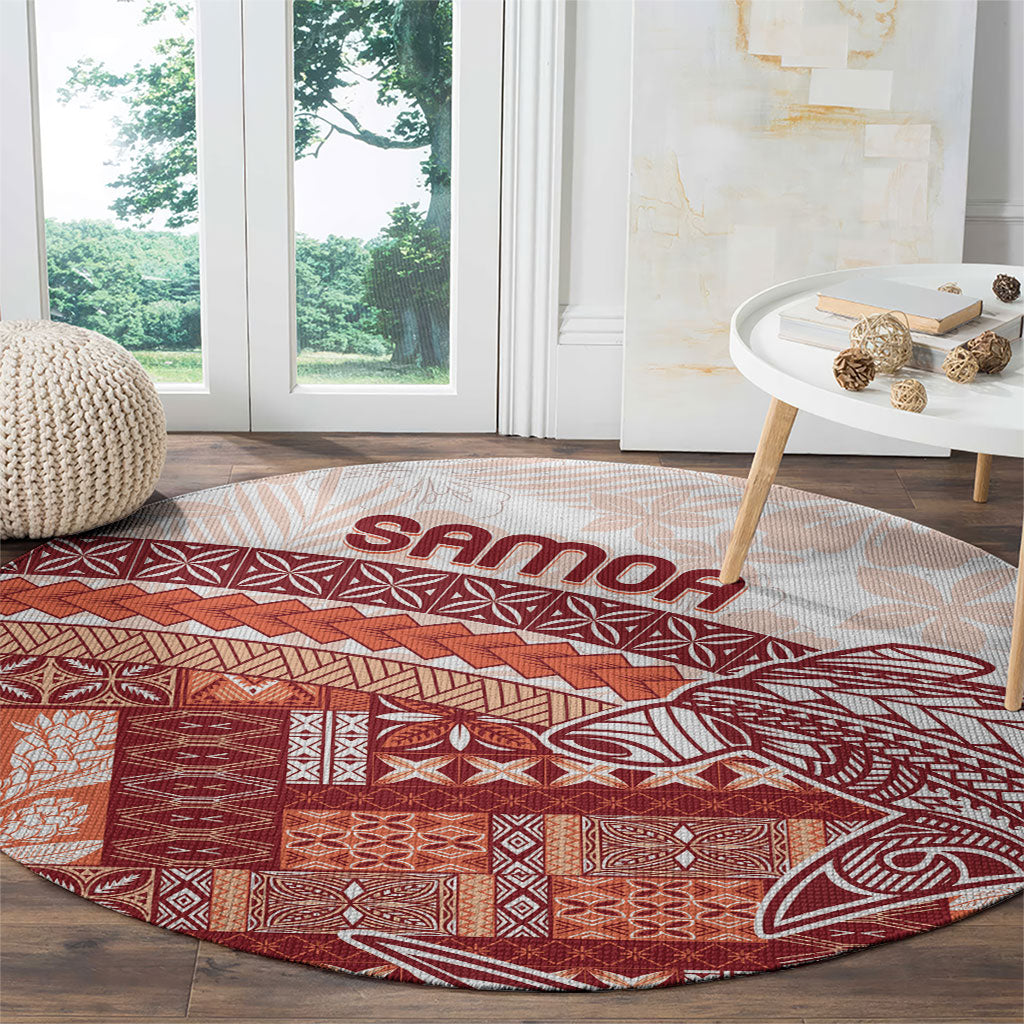 Samoa Mamanu Siapo Crimson Round Carpet Tatau Malie LT7 - Polynesian Pride