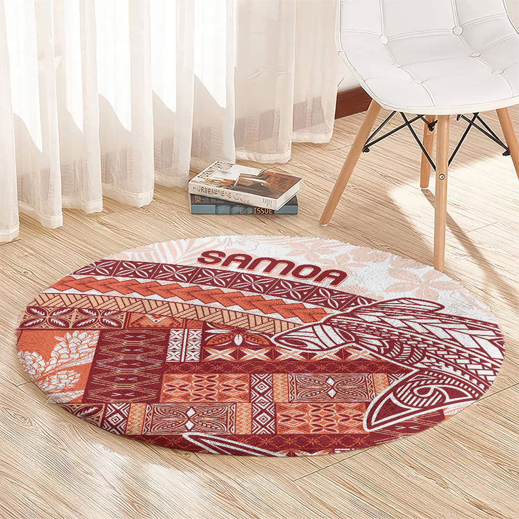 Samoa Mamanu Siapo Crimson Round Carpet Tatau Malie LT7 - Polynesian Pride