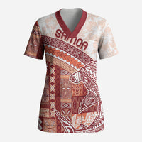 Samoa Mamanu Siapo Crimson Scrub Top Tatau Malie LT7 Adult Red - Polynesian Pride