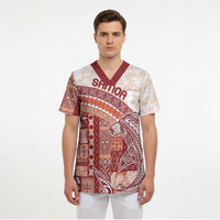 Samoa Mamanu Siapo Crimson Scrub Top Tatau Malie LT7 - Polynesian Pride