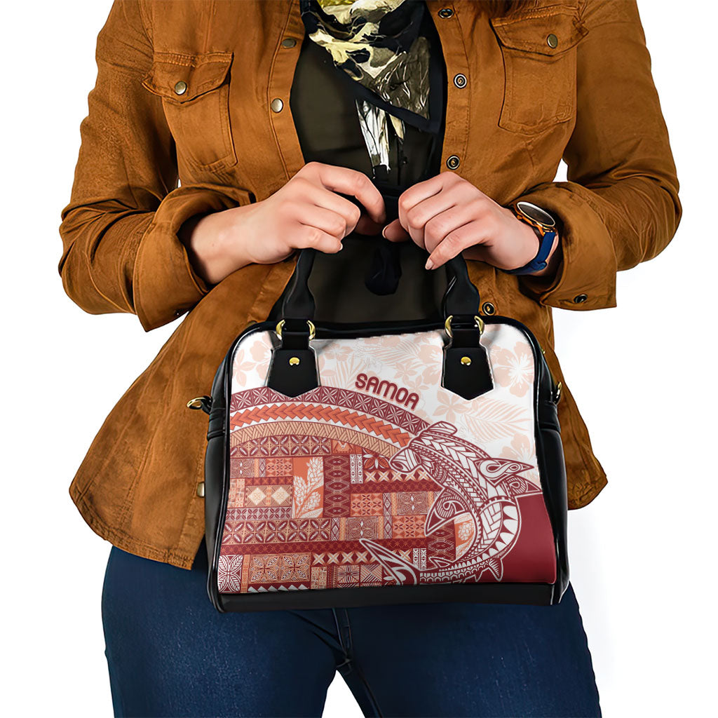Samoa Mamanu Siapo Crimson Shoulder Handbag Tatau Malie LT7 - Polynesian Pride