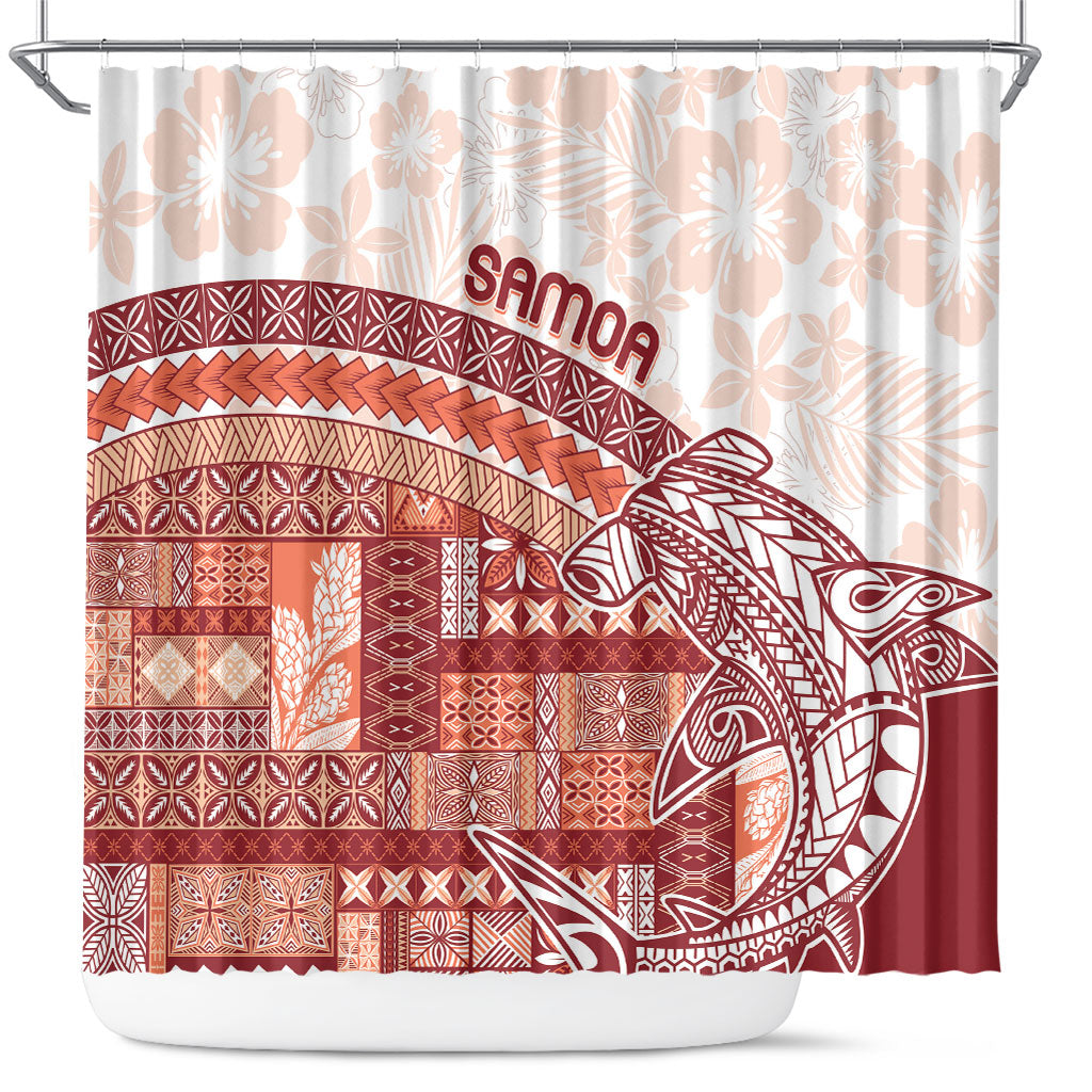Samoa Mamanu Siapo Crimson Shower Curtain Tatau Malie LT7 Red - Polynesian Pride