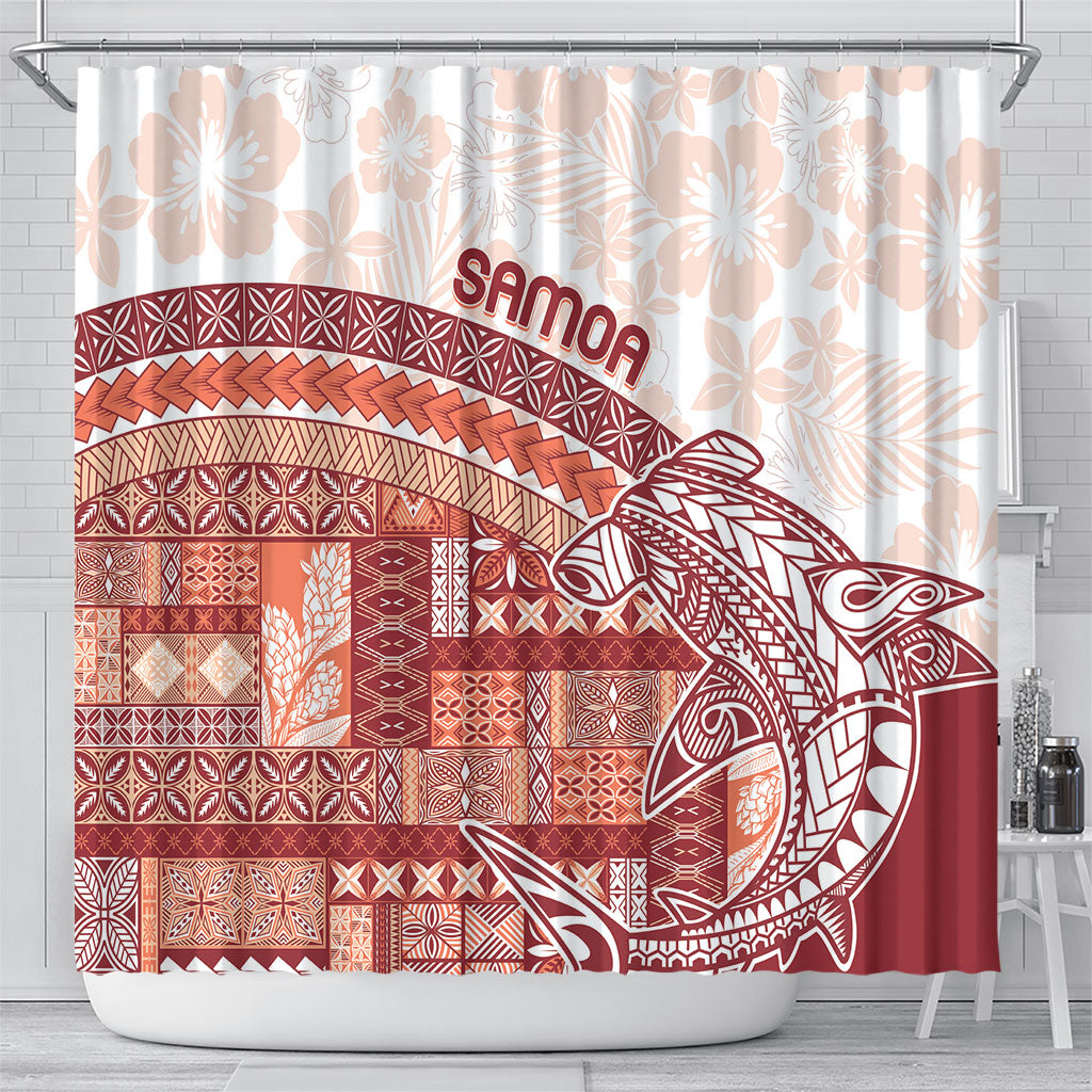 Samoa Mamanu Siapo Crimson Shower Curtain Tatau Malie LT7 - Polynesian Pride