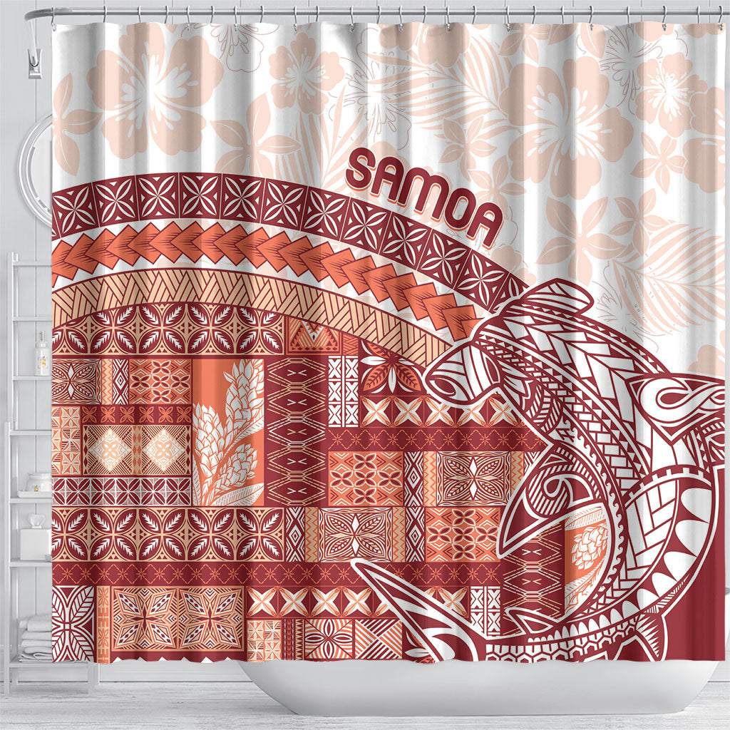 Samoa Mamanu Siapo Crimson Shower Curtain Tatau Malie LT7 - Polynesian Pride