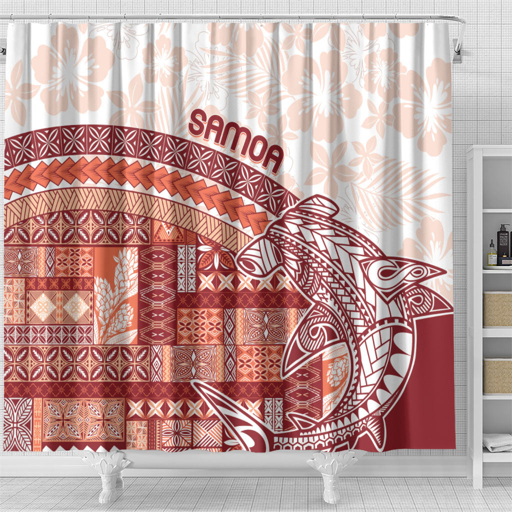 Samoa Mamanu Siapo Crimson Shower Curtain Tatau Malie LT7 - Polynesian Pride