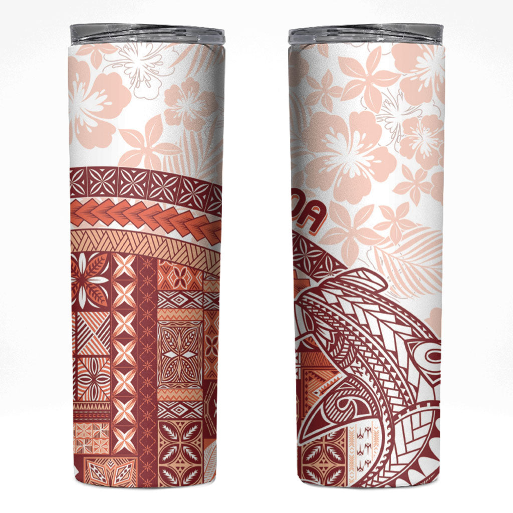 Samoa Mamanu Siapo Crimson Skinny Tumbler Tatau Malie LT7 Red - Polynesian Pride