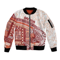 Samoa Mamanu Siapo Crimson Sleeve Zip Bomber Jacket Tatau Malie LT7 Unisex Red - Polynesian Pride