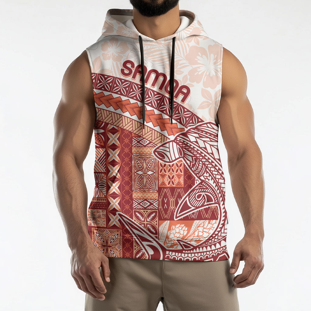 Samoa Mamanu Siapo Crimson Sleeveless Hoodie Tatau Malie LT7 - Polynesian Pride