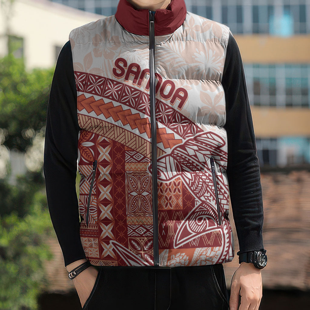 Samoa Mamanu Siapo Crimson Sleeveless Puffer Jacket Tatau Malie LT7 - Polynesian Pride