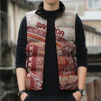 Samoa Mamanu Siapo Crimson Sleeveless Puffer Jacket Tatau Malie LT7 - Polynesian Pride