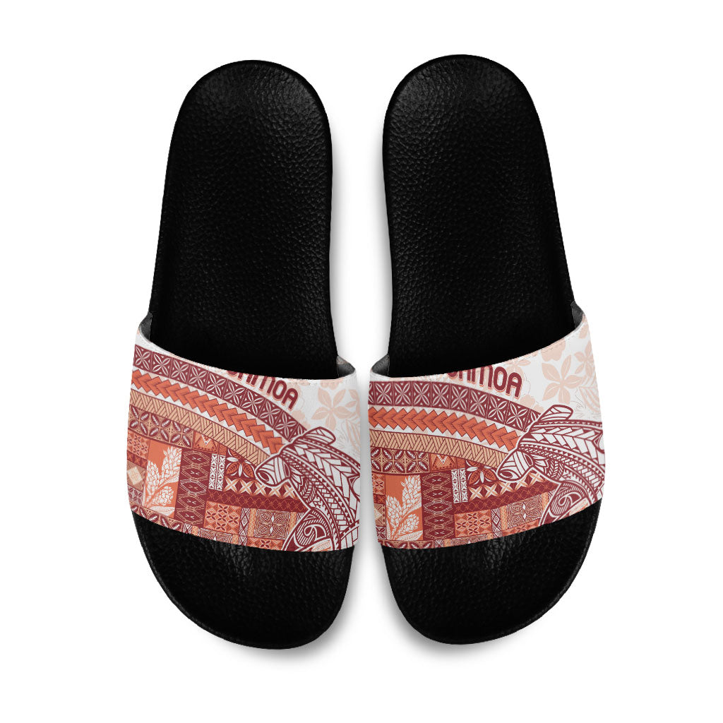 Samoa Mamanu Siapo Crimson Slide Sandals Tatau Malie LT7 Red - Polynesian Pride