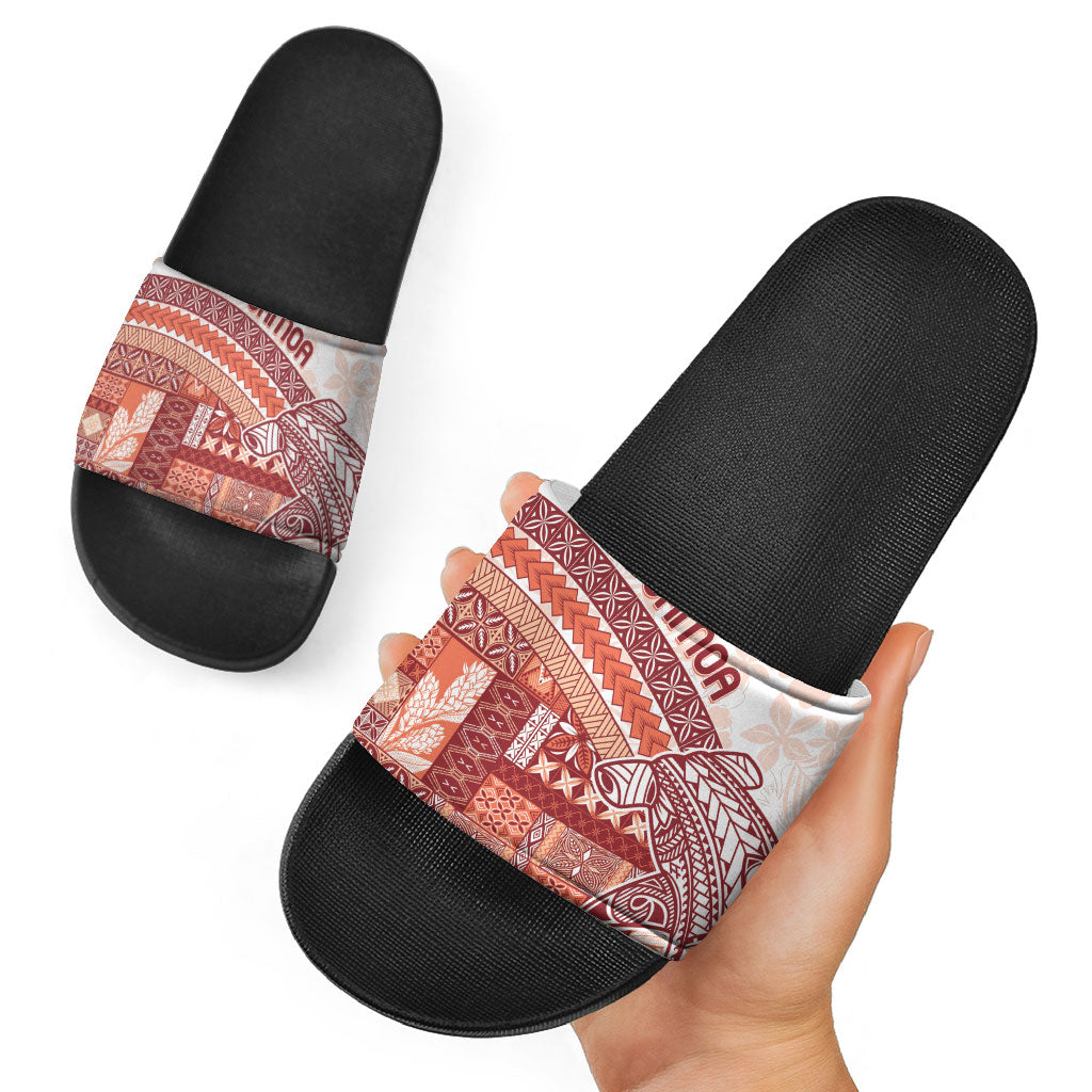 Samoa Mamanu Siapo Crimson Slide Sandals Tatau Malie LT7 - Polynesian Pride