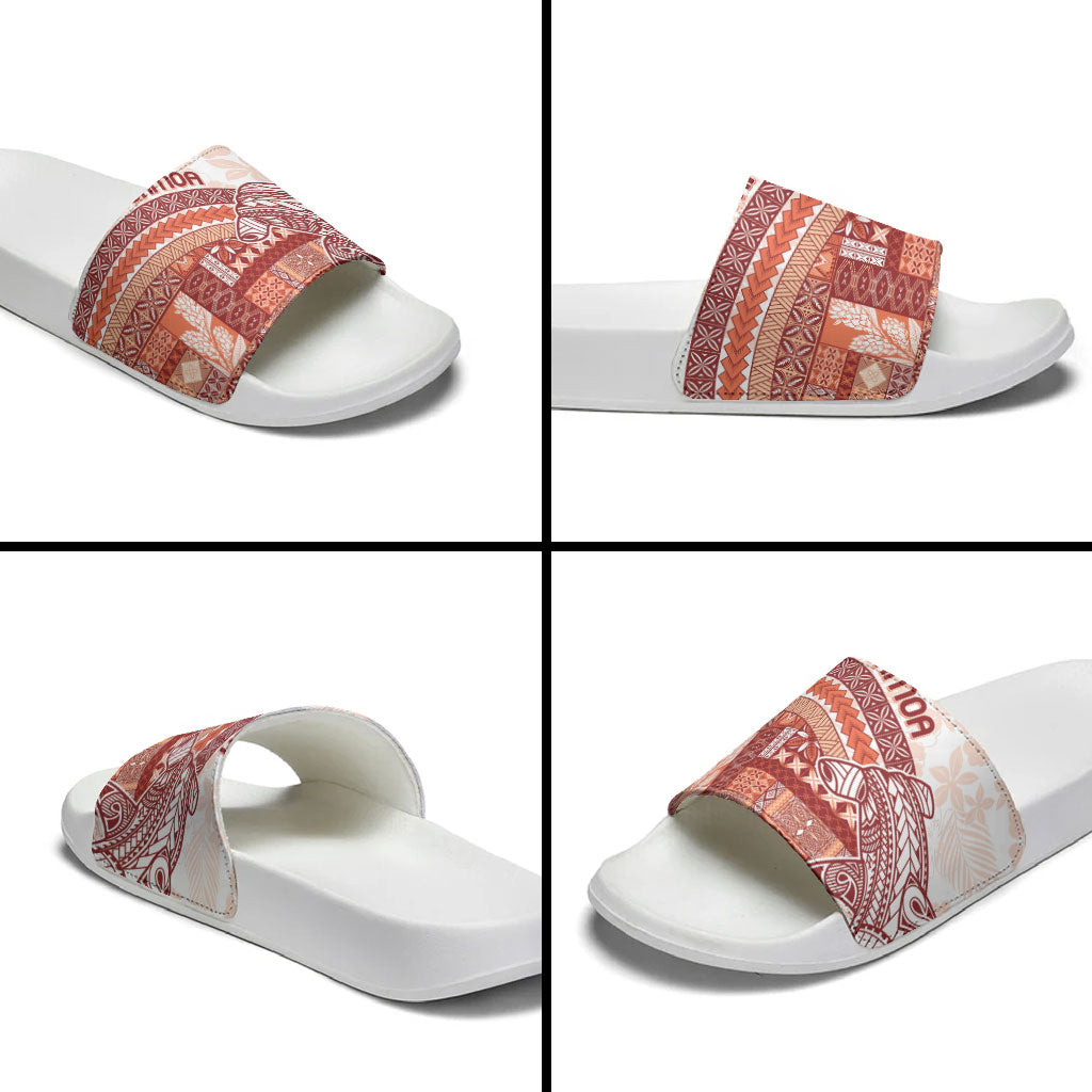 Samoa Mamanu Siapo Crimson Slide Sandals Tatau Malie LT7 - Polynesian Pride